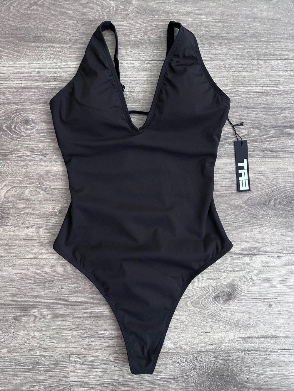 TA3 Plungey Thong One Piece Swimsuit Medium Regular Black Compression Shapewear